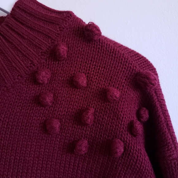 NWT Altar'd State Burgundy Bobble Pom Pom Sweater - Picture 6 of 11